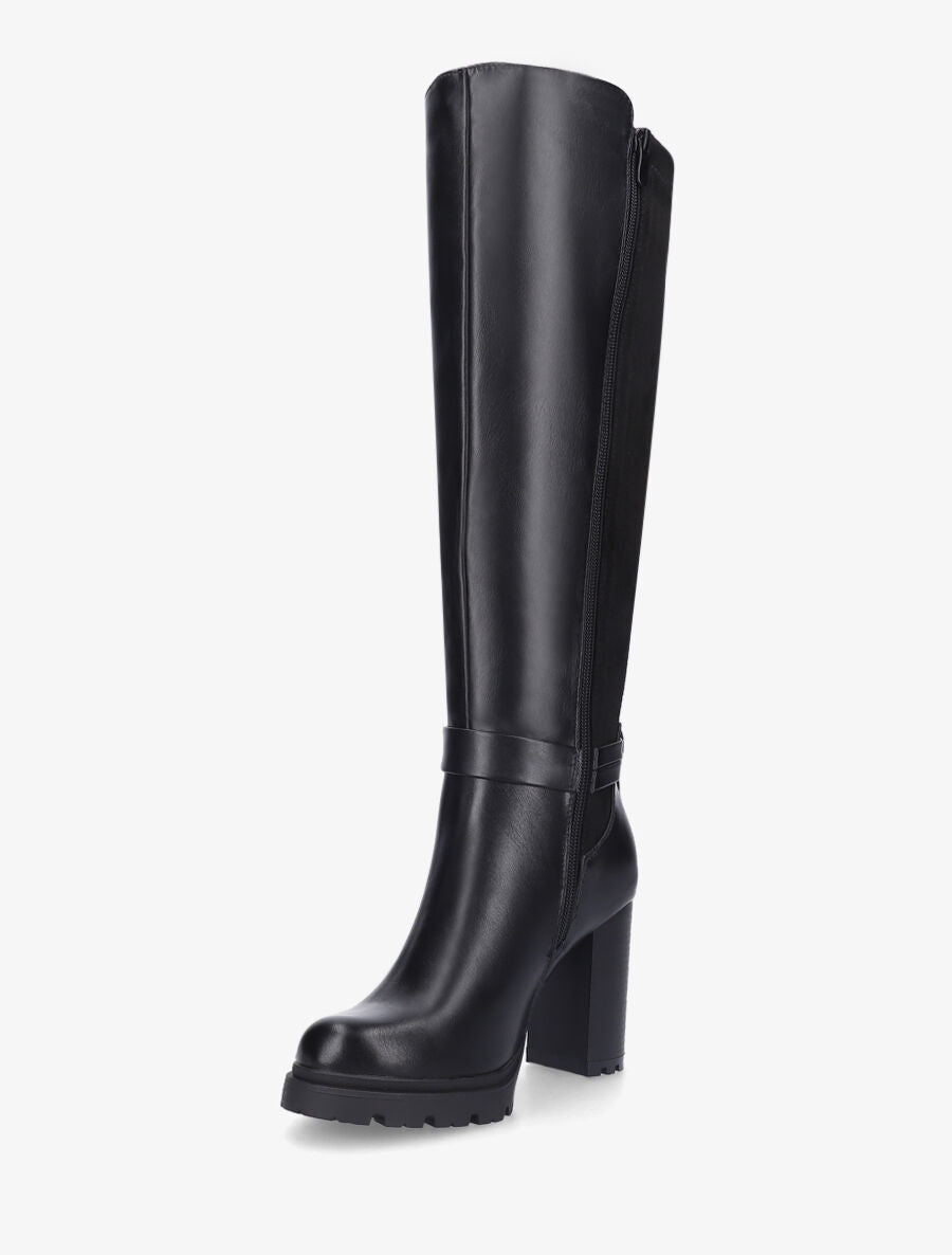Bottes à talon haut et boucle bi-matière - Noir - 3
