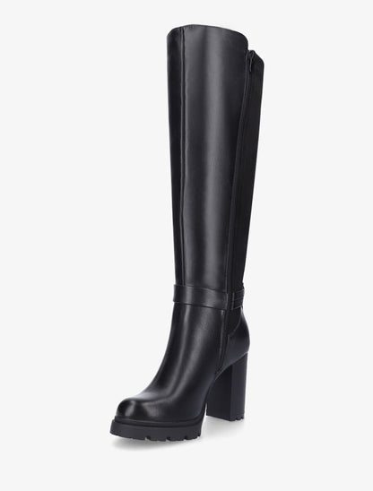 Bottes à talon haut et boucle bi-matière - Noir - 3