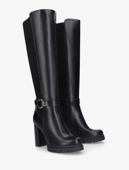 Bottes à talon haut et boucle bi-matière - Noir - 4