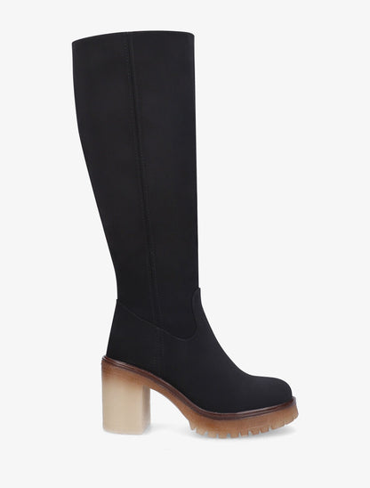 Bottes à talon haut effet daim - Noir - 1