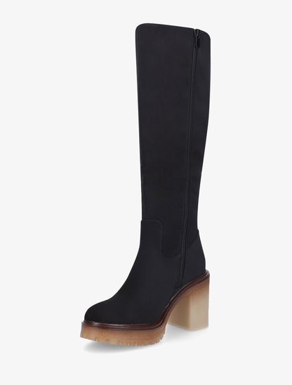 Bottes à talon haut effet daim - Noir - 3