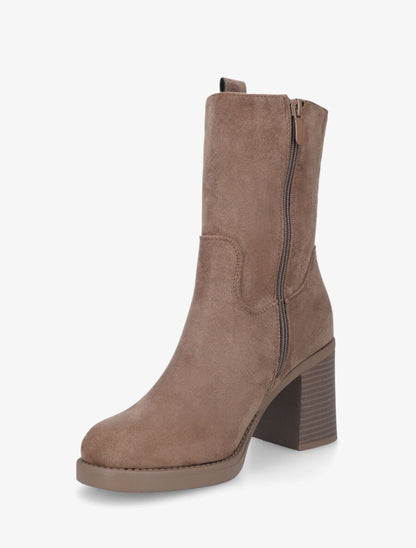 Bottines montantes en suédine à talon - Taupe - 3