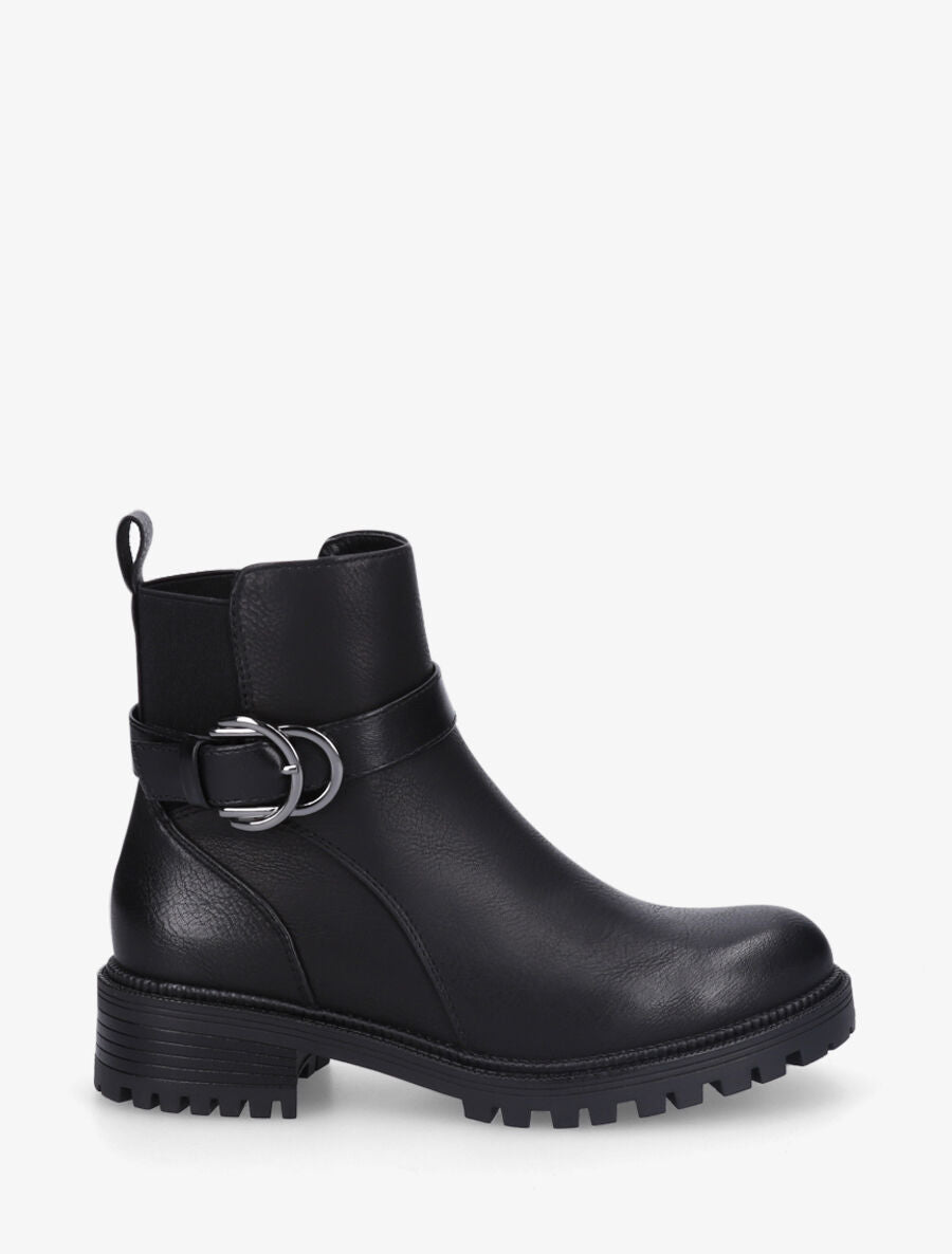 Bottines en simili à boucle - Noir - 5