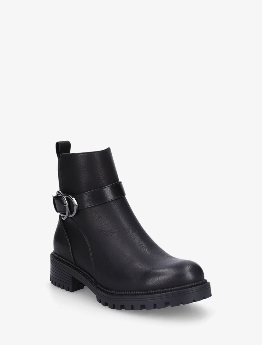 Bottines en simili à boucle - Noir - 2