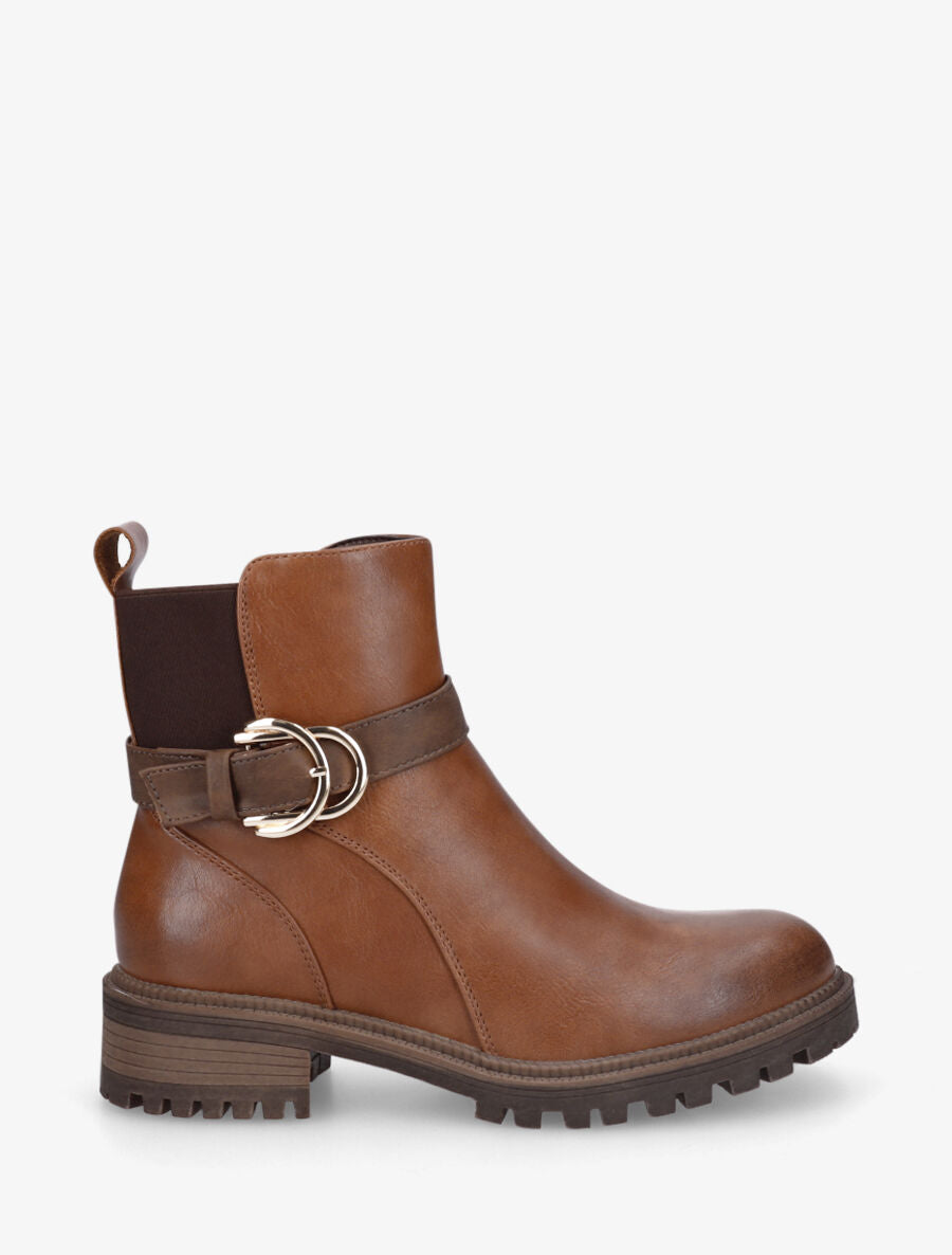 Bottines en simili à boucle - Camel - 1
