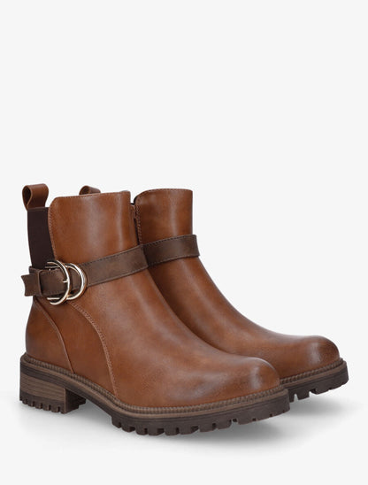 Bottines en simili à boucle - Camel - 4