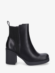 Bottines en simili et tissu côtelé - Noir - 1