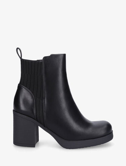 Bottines en simili et tissu côtelé - Noir - 1