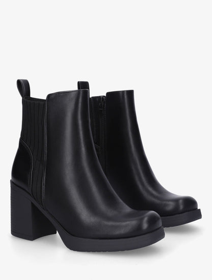 Bottines en simili et tissu côtelé - Noir - 4