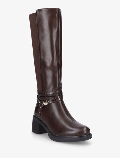Bottes à contrefort python - Marron - 2