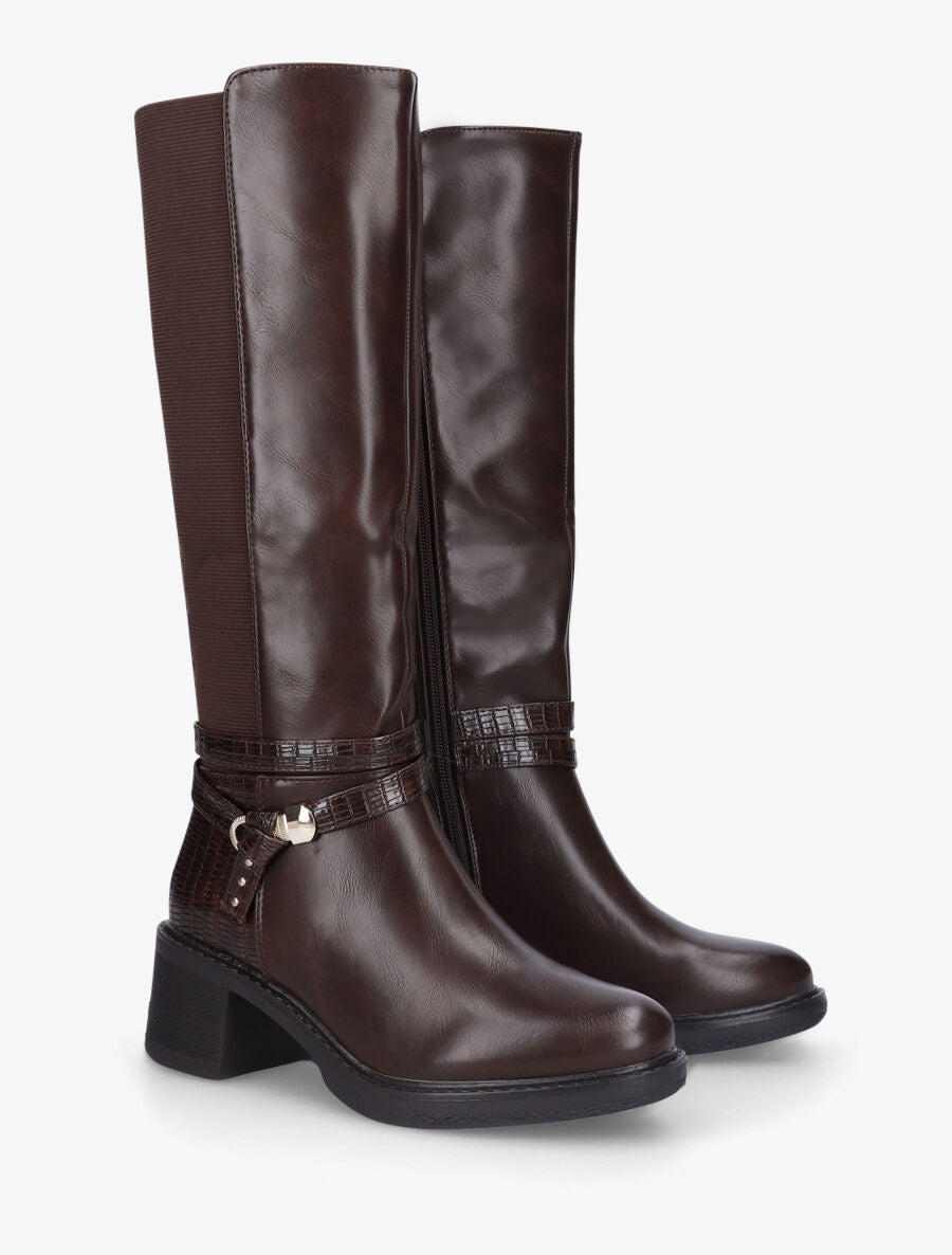 Bottes à contrefort python - Marron - 4