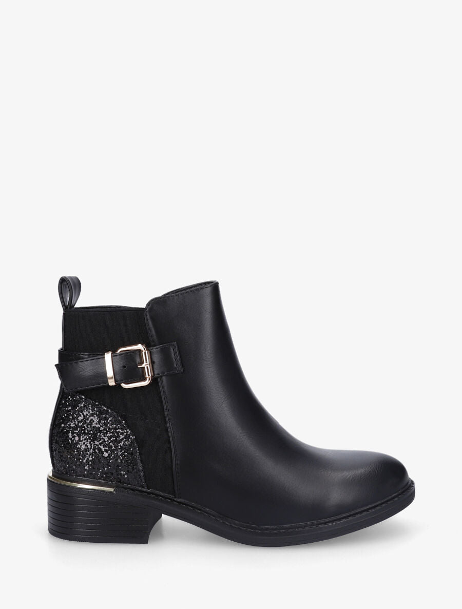 Bottines à contrefort pailleté et sanglé - Noir - 2