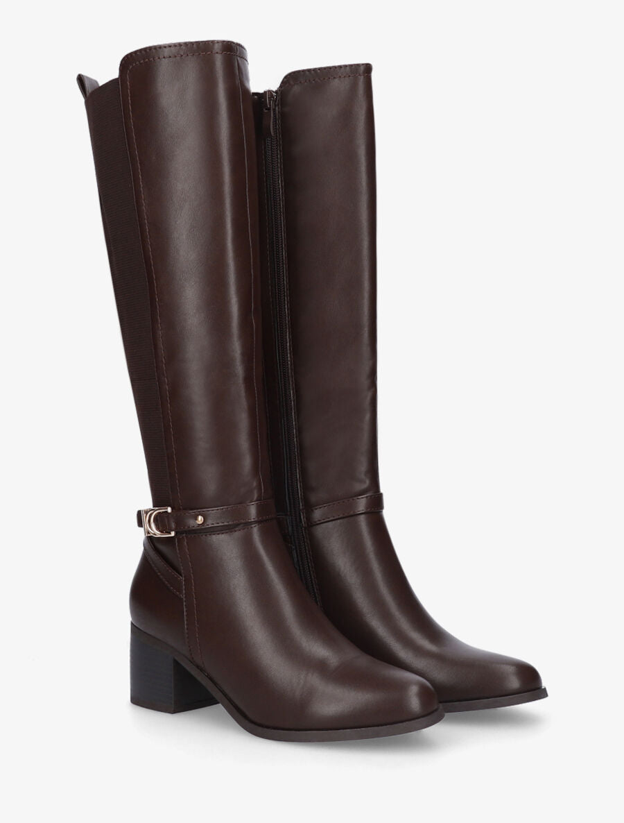 Bottes unies élastiquées - Marron - 4