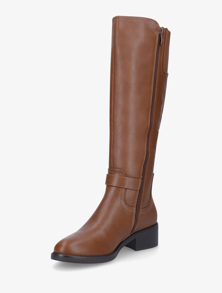 Bottes style cavalière en simili - Camel - 3
