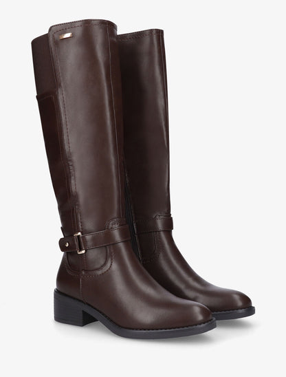 Bottes style cavalière en simili - Marron - 4