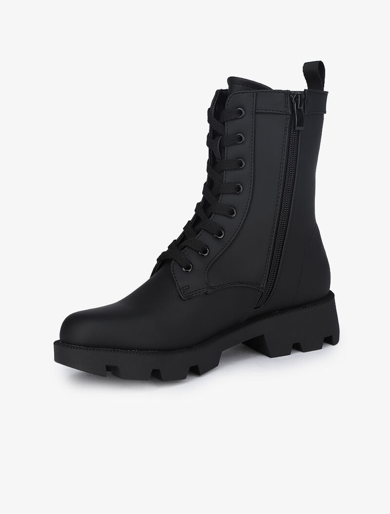 Boots montantesà lacets et à gros crans - Noir - 4