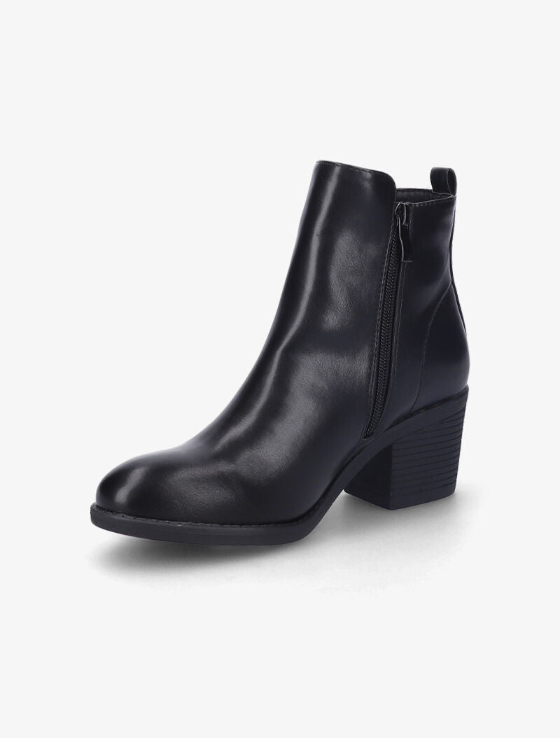 Bottines à talon à zip doré stylisé - Noir - 4