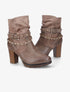 Bottines à talon et brides stylisées - Taupe - 5