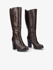 Bottes à talons à détails perforés - Marron - 1