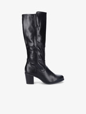 Bottes à talons en simili - Noir - 1