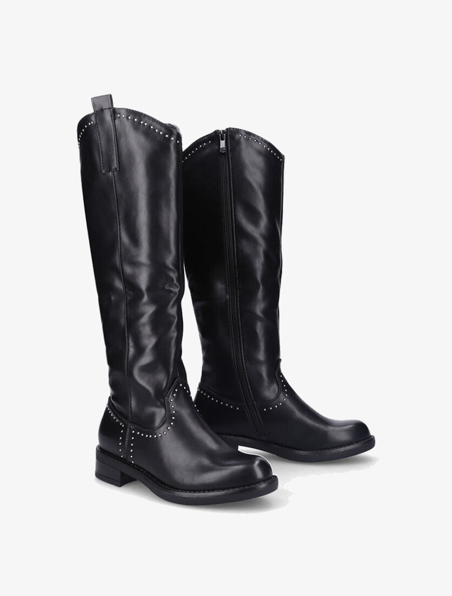 Bottes plates à détails cloutés - Noir - 1