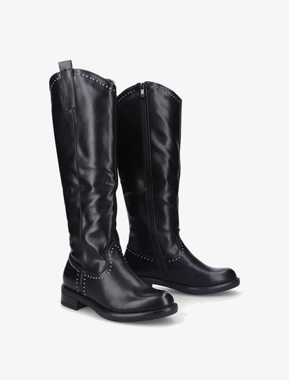Bottes plates à détails cloutés - Noir - 1