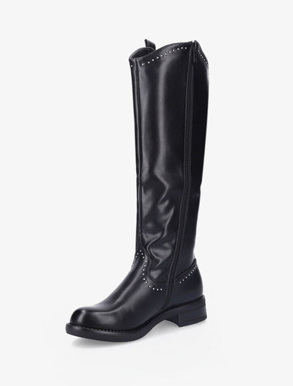 Bottes plates à détails cloutés - Noir - 4