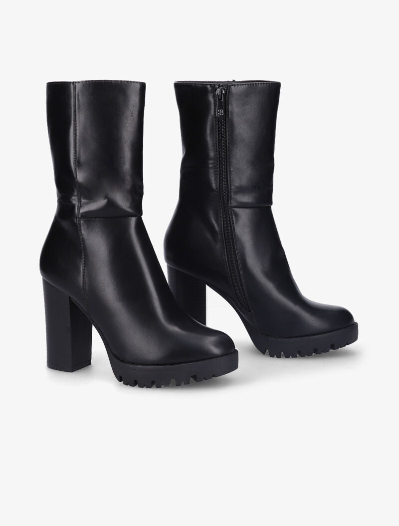 Bottines montantes à talons et semelles crantées - Noir - 1