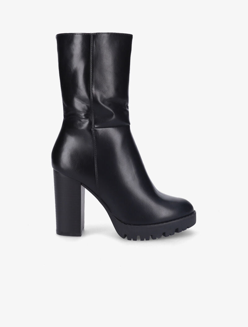 Bottines montantes à talons et semelles crantées - Noir - 2