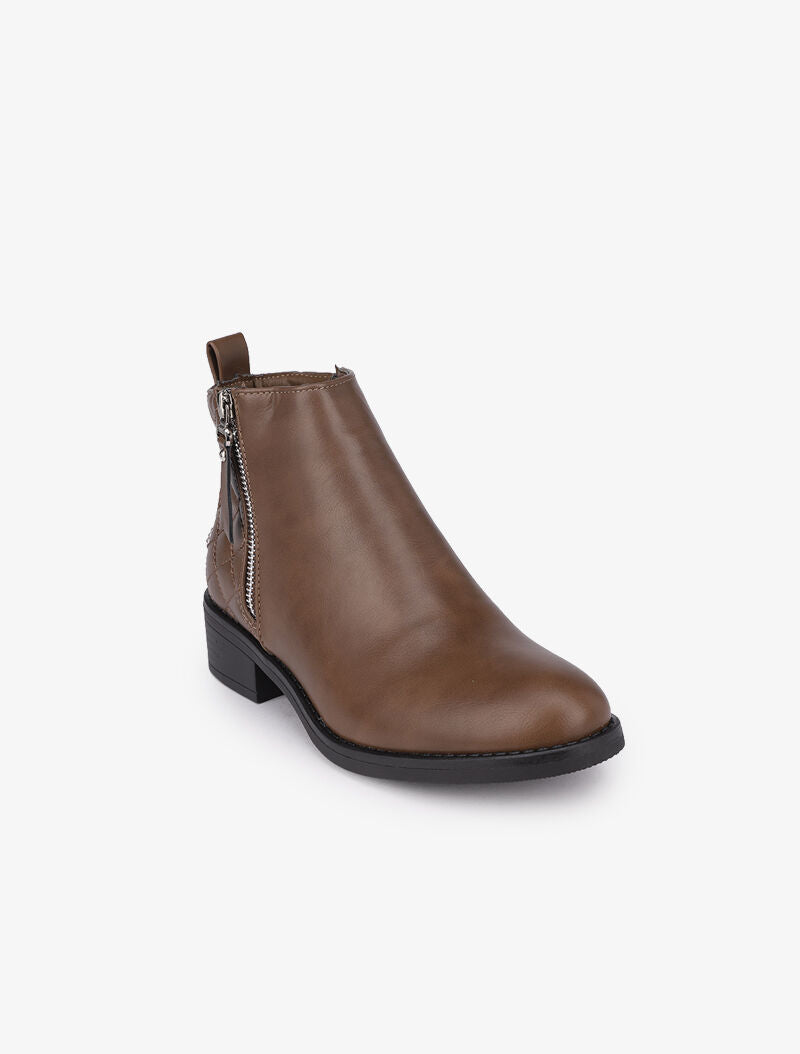 Bottines à contrefort matelassé - Marron - 3
