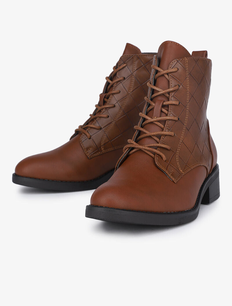 Bottines à motifs texturés - Marron - 6