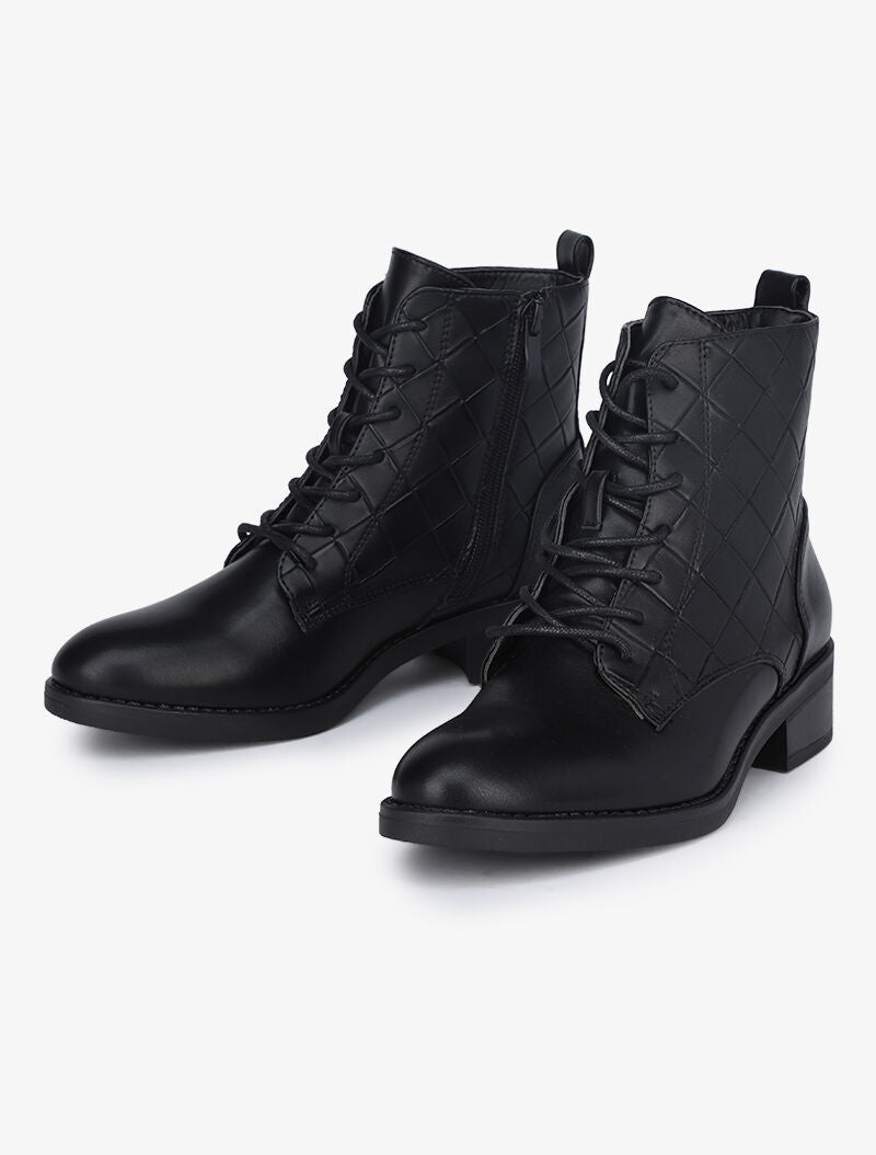 Bottines à motifs texturés - Noir - 1