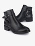 Bottines à détails croco et brides croisées - Noir - 1