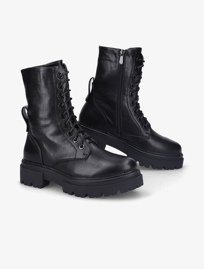 Bottines en simili à talon et semelle crantée - Noir - 1