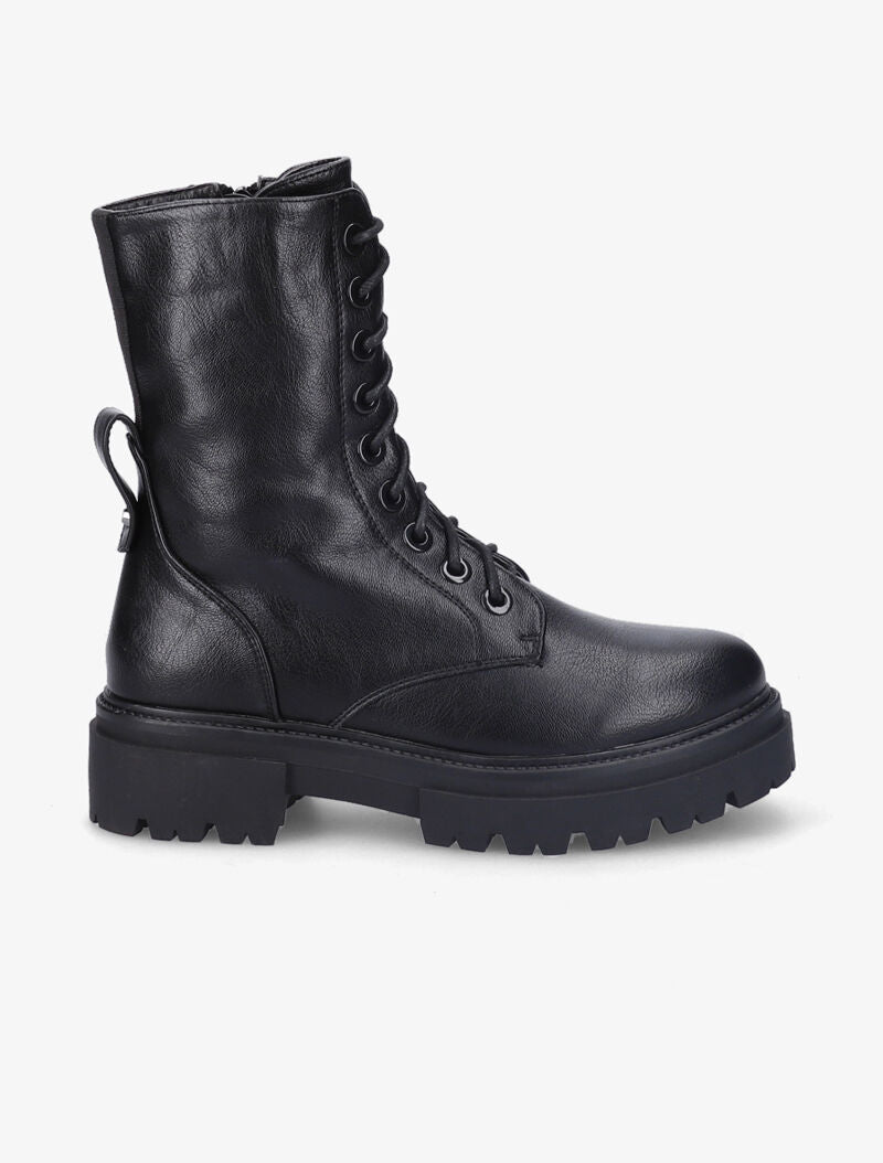 Bottines en simili à talon et semelle crantée - Noir - 2