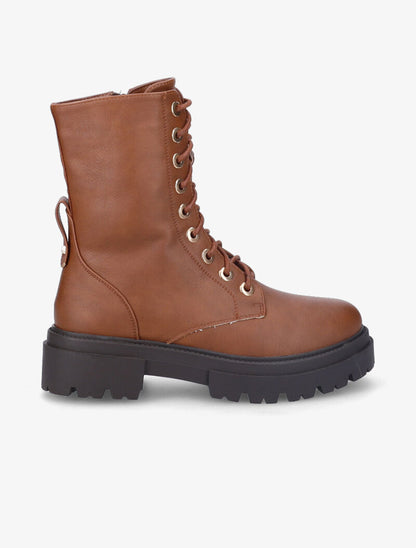 Bottines en simili à talon et semelle crantée - Camel - 2