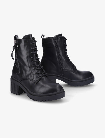 Bottines façon rangers à talon - Noir - 5
