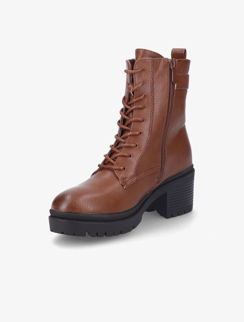 Bottines façon rangers à talon - Camel - 4