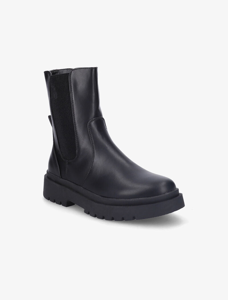 Bottines unies à ganse élastiquée côtelée - Noir - 3