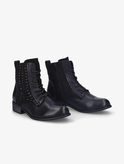 Bottines perforées à lacets et détail irisé - Noir - 1