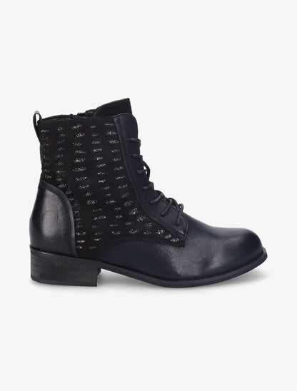Bottines perforées à lacets et détail irisé - Noir - 2