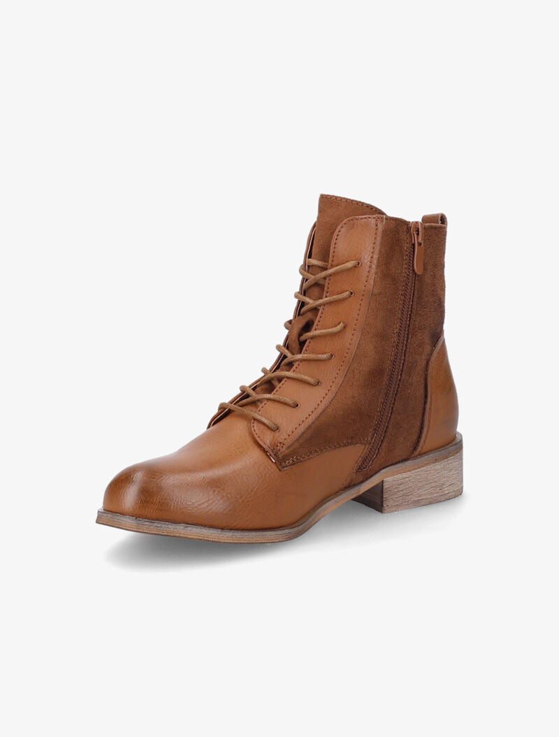 Bottines perforées à lacets et détail irisé - Camel - 4