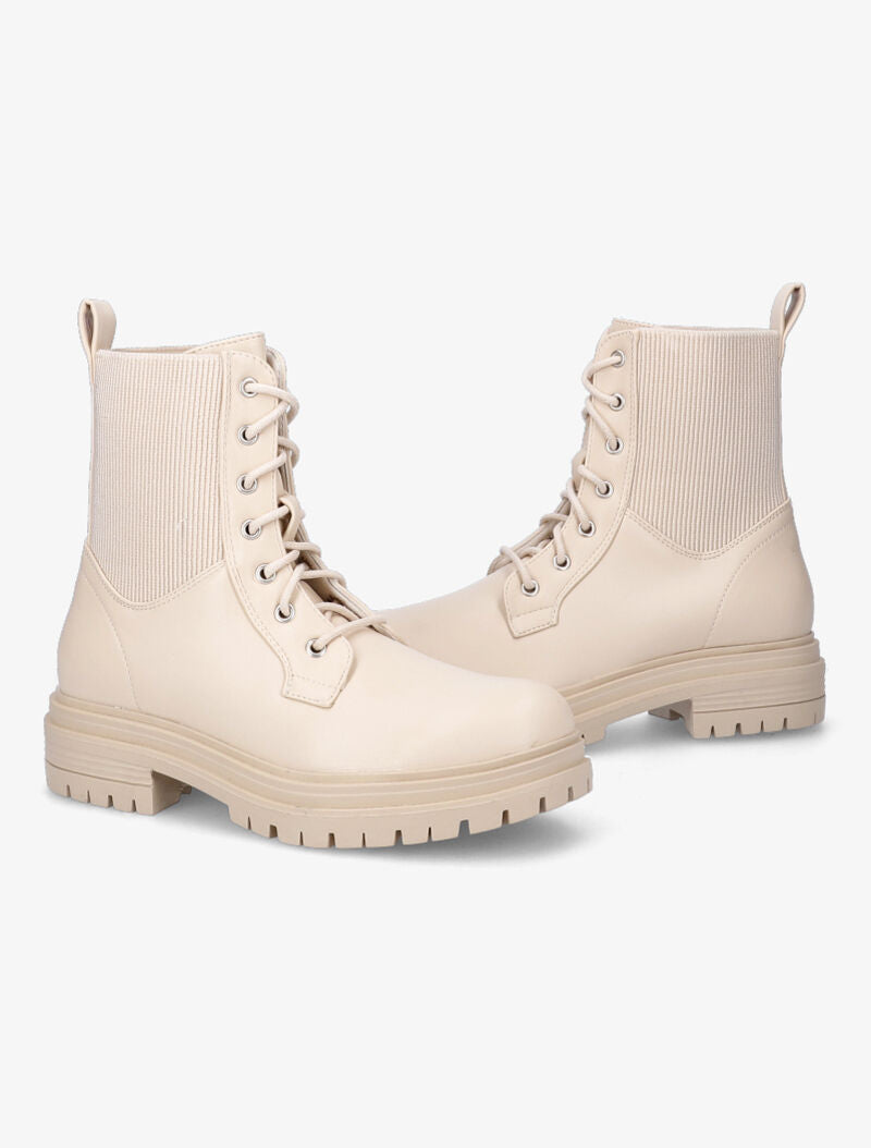 Bottines à ganses côtelées - Beige - 4