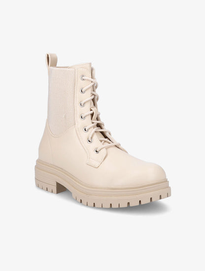 Bottines à ganses côtelées - Beige - 2