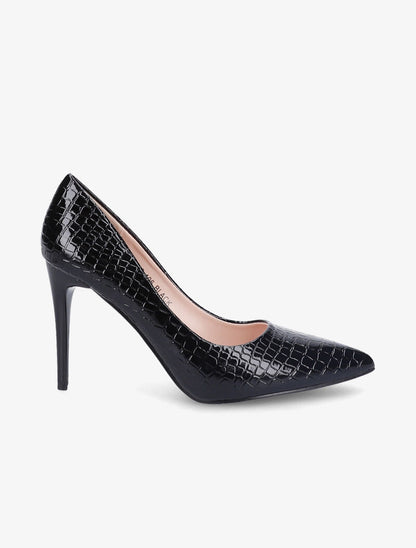 Escarpins vernis effet croco - Noir - 2
