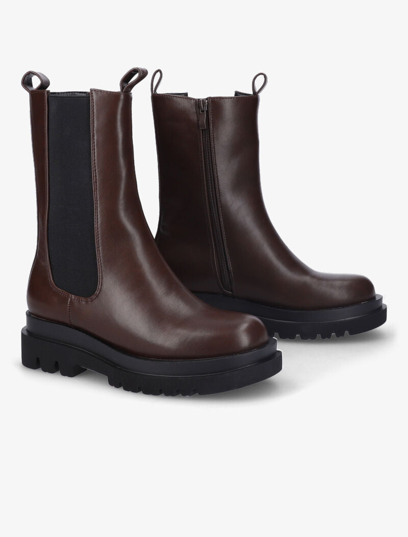 Bottines montantes à plateforme crantée - Marron - 1