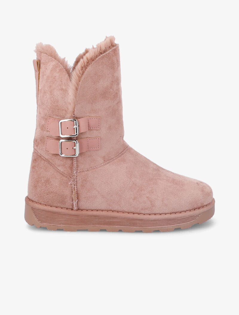 Boots fourrées à sangles - Rose - 1