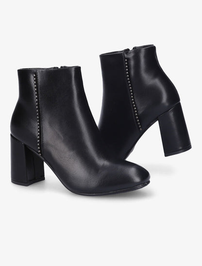 Bottines en simili à bande cloutée - Noir - 5