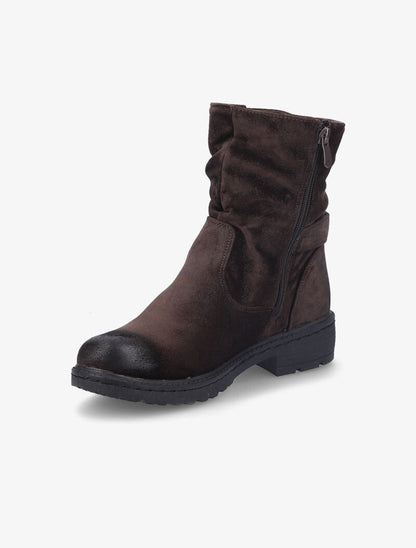Bottines suédées effet plissé - Marron - 4