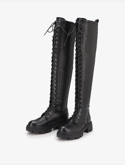 Cuissardes à lacets style rangers - Noir - 1